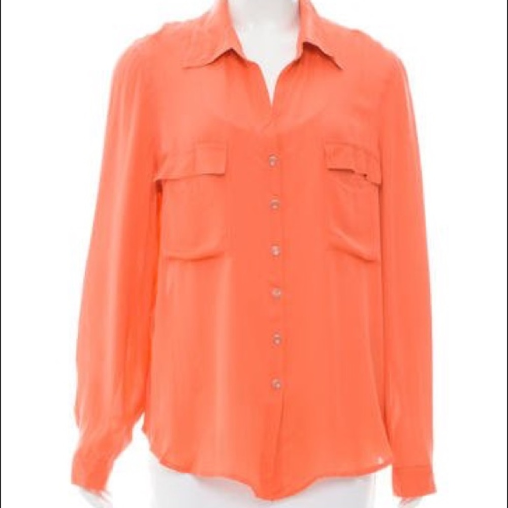 Gorgeous L’Agence Orange Silk Top Size 6